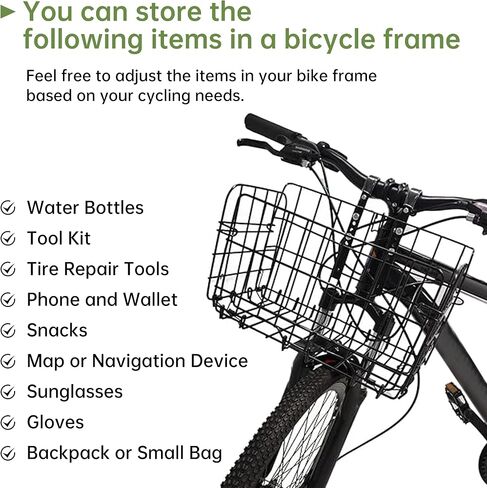 Front Bike Basket, Folding Bicycle Basket Removable Separate Adjustable Front Basket for Bicycle Rear Metal Wire Hanging Handlebar Bicycle Basket in Kuwait