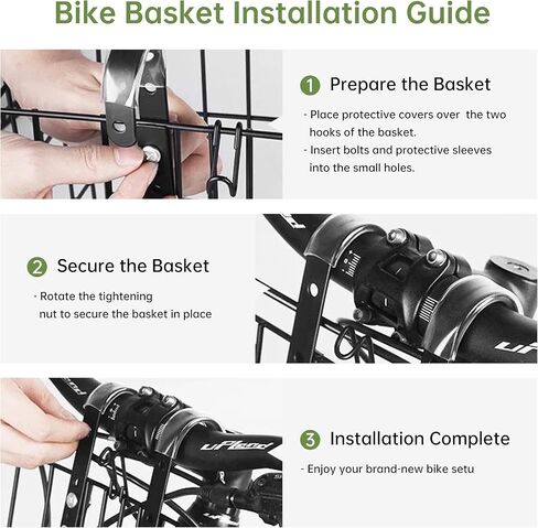 Front Bike Basket, Folding Bicycle Basket Removable Separate Adjustable Front Basket for Bicycle Rear Metal Wire Hanging Handlebar Bicycle Basket in Kuwait