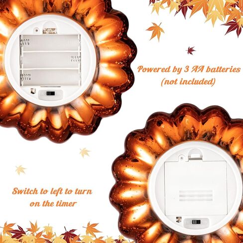 قطعتان من أضواء اليقطين الزجاجية لعيد الشكر قطعة مركزية من اليقطين الذهبي مع أضواء LED تعمل بالبطارية من الزجاج المنفوخ للخريف الموسمي وديكور المنزل وطاولة المطبخ، طرازان in Kuwait