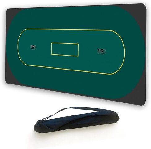 Poker Table Top Mat - Fits 6ft Folding Table - for Texas Holdem Home Game Nights, Waterproof Neoprene Surface, Slip-Resistant Rubber Backing, Mat and Travel Case Set - Legends Green in Saudi Arabia