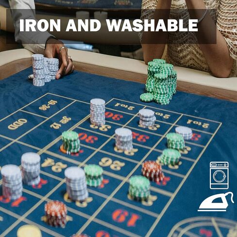 BALIKEN WaLiken 36"x72"Double Sided Casino Roulette and Craps Tabletop Felt Layout Mat - Perfect for Casino Game Night (Blue) in Saudi Arabia
