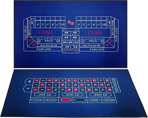 BALIKEN WaLiken 36"x72"Double Sided Casino Roulette and Craps Tabletop Felt Layout Mat - Perfect for Casino Game Night (Blue) in Saudi Arabia