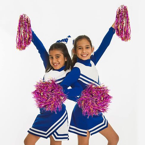 40Pcs Cheerleading Pom Poms, Metallic Foil Flower Ribbons Cheerleader Pompoms with Plastic Finger-Friendly Ring for Kids Children Adults Dance Game Party Sport Stage Performance in Saudi Arabia