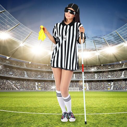 6 قطعة قميص الحكم الرجالي طقم زي الحكم الأعمى للطي قبعة الحكم أعمى قصب نظارات صافرة عقوبة العلم in Kuwait