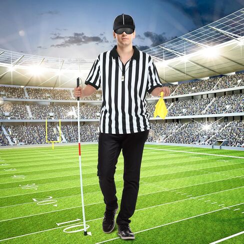 6 قطعة قميص الحكم الرجالي طقم زي الحكم الأعمى للطي قبعة الحكم أعمى قصب نظارات صافرة عقوبة العلم in Kuwait