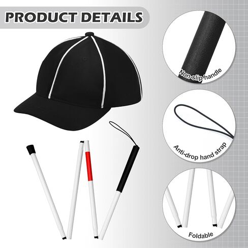 6 قطعة قميص الحكم الرجالي طقم زي الحكم الأعمى للطي قبعة الحكم أعمى قصب نظارات صافرة عقوبة العلم in Kuwait