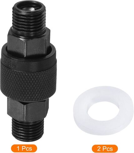 PATIKIL Hydraulic Quick Connect Coupler, 1 Set Carbon Steel M14x1.5mm Male Thread Pipe Fitting Plug Adapter for Construction Agriculture with Washer, Black in Saudi Arabia