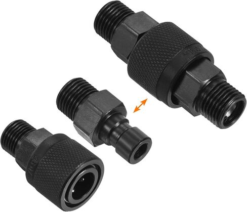 PATIKIL Hydraulic Quick Connect Coupler, 1 Set Carbon Steel M14x1.5mm Male Thread Pipe Fitting Plug Adapter for Construction Agriculture with Washer, Black in Saudi Arabia
