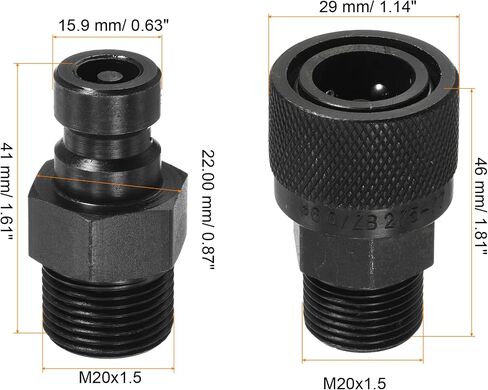 PATIKIL Hydraulic Quick Connect Coupler, 1 Set Carbon Steel M14x1.5mm Male Thread Pipe Fitting Plug Adapter for Construction Agriculture with Washer, Black in Saudi Arabia