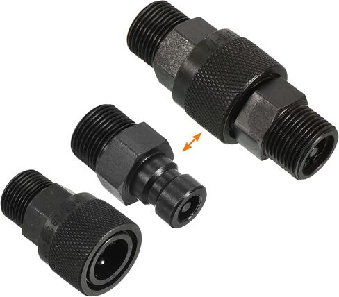 PATIKIL Hydraulic Quick Connect Coupler, 1 Set Carbon Steel M14x1.5mm Male Thread Pipe Fitting Plug Adapter for Construction Agriculture with Washer, Black in Saudi Arabia