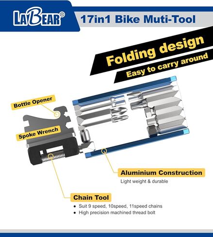 LABEAR-17 in 1 Bike Multi-tool, bike tool kit, EDC tool, Reliable, Compact and Lightweight Repair Kit for Road and Mountain Bikes in Saudi Arabia