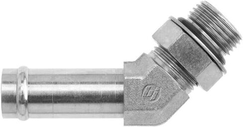 Brennan Industries 4603-10-10-NWO-FG Forged Steel 45 Degree Elbow Adapter, Nut Washer O-Ring, 7/8"-14 AORB Thread, 5/8" Hose Barb x 7/8"-14 Male Adjustable O-Ring Boss, 0.875" Flats in Saudi Arabia
