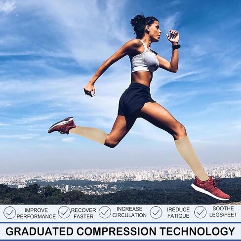 3 Pairs Open Toe Compression Socks for Women & Men Toeless Knee High Stockings for Circulation Support in Kuwait