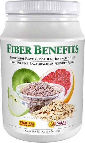 ANDREW LESSMAN Fiber Benefits Powder 60 Servings - Lemon-Lime, Gentle, Natural Soluble/Insoluble Fiber, Promotes Regularity & Cleansing. Psyllium Husk, Oat, Apple, Grapefruit, Guar Gum, Probiotics in Saudi Arabia