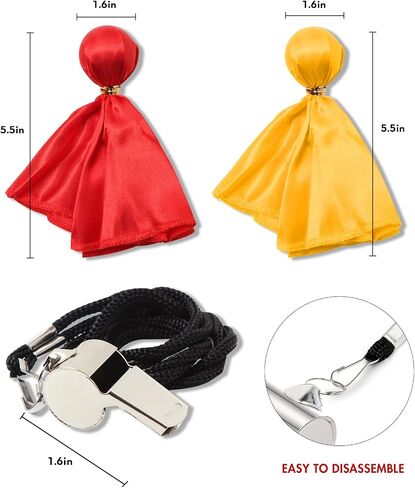 5 Pcs Men's Referee Costume Kit Official Referee Shirt Womens Ref Hat Whistle Yellow Red Penaltys Flag for Football Halloween in Saudi Arabia