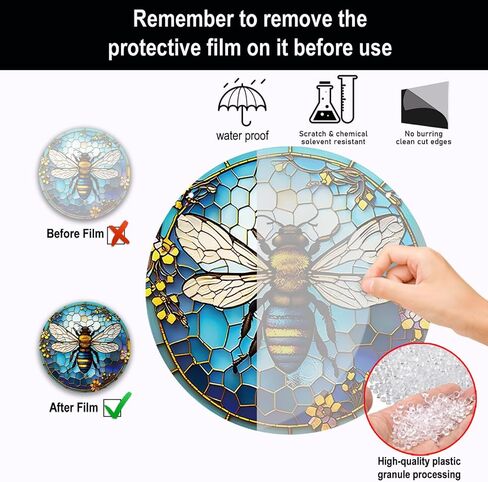 11.8 Inches Large Honey Bee Acrylic Window Hanging Decor Cute Insects Animals Wall Art Mural for Bedroom Office Garden Wall Decoration Indoor Window Decor Gift for Mom Grandma Teacher, Blue in Saudi Arabia