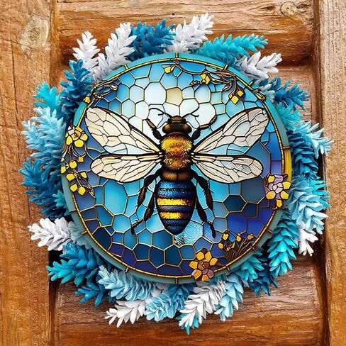 11.8 Inches Large Honey Bee Acrylic Window Hanging Decor Cute Insects Animals Wall Art Mural for Bedroom Office Garden Wall Decoration Indoor Window Decor Gift for Mom Grandma Teacher, Blue in Saudi Arabia