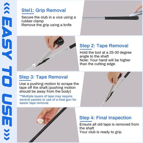 Lasnten 2 Pcs Golf Grip Tape Stripper Remove Tool Golf Grip Removal Tool Golf Grip Tape Remover Golf Grip Scraper for Regripping Graphite and Steel Shafts Golf Club Grip Repair Kits in Saudi Arabia
