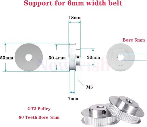 GT2 Pulley 80 Teeth 5mm Bore 6mm Width Timing Belt Pulley Aluminum 80 Tooth 5mm bore Pulley Wheel for Voron 2.4 for 6mm Width GT2 Timing Belt for 3D Printer,CNC (4pcs) in Saudi Arabia