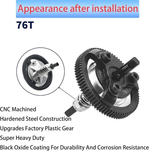 RC 48P 72T & 76T Spur Gear من الفولاذ الصلب المقوى جزء ترقية لـ Traxxas 1/10 Slash Stampede Rustler Bandit 2WD VXL XL-5 F-150 SVT، (72T & 76T) in Kuwait
