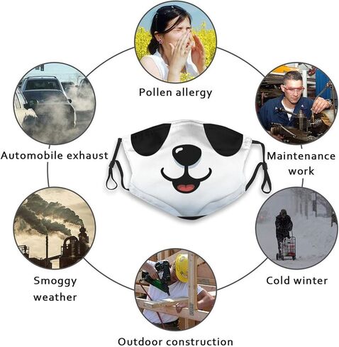 Cute Panda Face Mask with 2 Filters Adjustable Breathable Cloth Masks Balaclavas for Men Women Teenages in Saudi Arabia