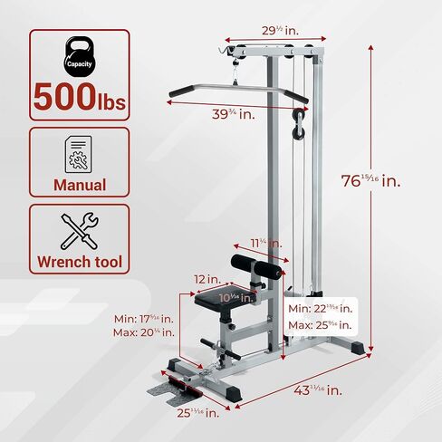 Yes4All LAT Pull Down Machines, LAT Row Cable Machine, LAT Tower with Additional Pulley Cable, High & Low Pulley Stations in Saudi Arabia