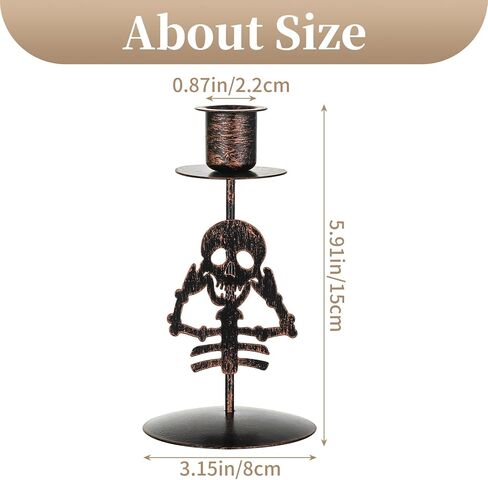 Sziqiqi Skull Candlestick Holders for Halloween: Goth Decor Black Candles Holder Set of 2 Skeleton Candle Stick Holders for Table Centerpieces Taper Candle Holders for Mantel Fireplace Dining Room in Saudi Arabia