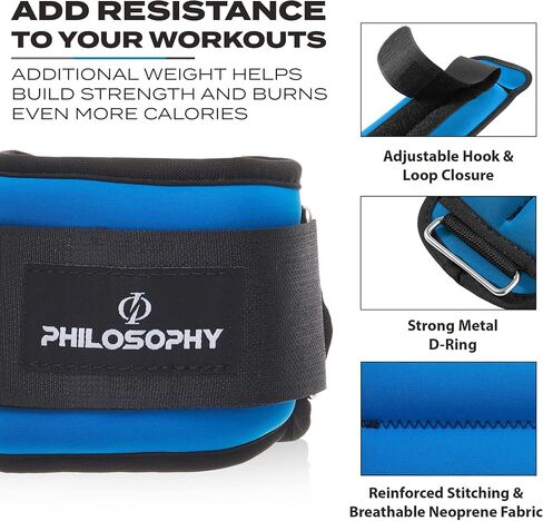 Philosophy Gym Adjustable Ankle/Wrist Weights, Set of 2, for Strength Training and Fitness in Saudi Arabia