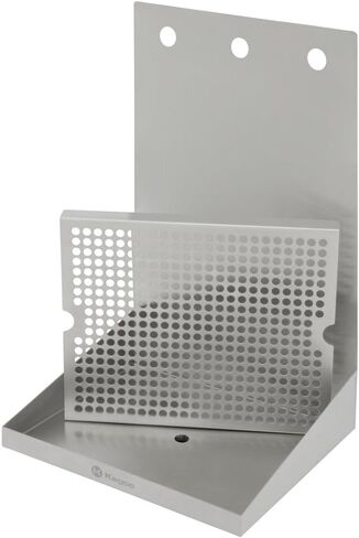 Kegco SEWM-1210-3 12" x 10" x 18" Wall Mount Drip Tray with Drain - 3 Shank Holes in Saudi Arabia