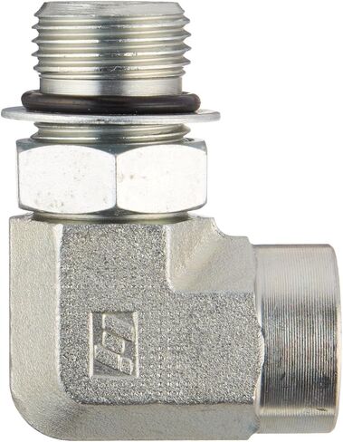 Brennan Industries 6805-08-06-NWO-FG تركيب أنبوب الكوع من الفولاذ المطروق 90 ​​درجة، 3/4 بوصة - 16 SAE ORB × 3/8 بوصة - 18 خيط NPTF، 1/2 بوصة حلقة دائرية قابلة للتعديل للذكور × 1/ 2 بوصة NPTF أنثى in Kuwait