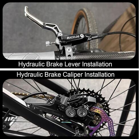 BUCKLOS MTB Hydraulic Disc Brake Set 4 Pistons Front 800mm and Rear 1550mm Hydraulic Brakes with Aluminum Alloy Lever with Caliper Ceramic Brake Pad Fit Mountain Bike,Ebike,Fat Bike HB-CP4 (Pre-Bled) in Saudi Arabia