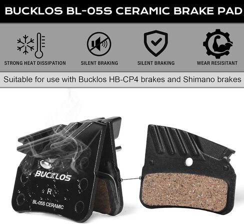 BUCKLOS MTB Hydraulic Disc Brake Set 4 Pistons Front 800mm and Rear 1550mm Hydraulic Brakes with Aluminum Alloy Lever with Caliper Ceramic Brake Pad Fit Mountain Bike,Ebike,Fat Bike HB-CP4 (Pre-Bled) in Saudi Arabia