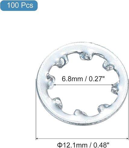 uxcell 1/4" 20Pcs Internal Tooth Star Lock Washers, Carbon Steel Zinc Plated Tooth Locking Ring Washers Quick Speed Star Nut Locking Fastener, White in Saudi Arabia