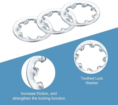 uxcell 1/4" 20Pcs Internal Tooth Star Lock Washers, Carbon Steel Zinc Plated Tooth Locking Ring Washers Quick Speed Star Nut Locking Fastener, White in Saudi Arabia