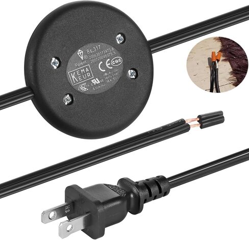 UL Listed Lamp Cord has Floor Foot Switch 3A/125V On-Off Control, Molded Plug,Stripped Ends Ready for Wiring 18AWG SPT-2 (12FT) in Saudi Arabia