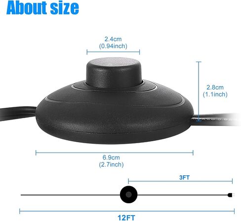 UL Listed Lamp Cord has Floor Foot Switch 3A/125V On-Off Control, Molded Plug,Stripped Ends Ready for Wiring 18AWG SPT-2 (12FT) in Saudi Arabia