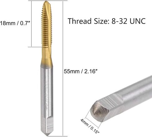 قطعتان من الحنفية الحلزونية مقاس M8 × 1.25 مم مع تسامح H2، صنبور خيط لليد اليمنى مطلي بالتيتانيوم عالي السرعة لصنع خيط جديد وإصلاح الخيوط التالفة in Kuwait