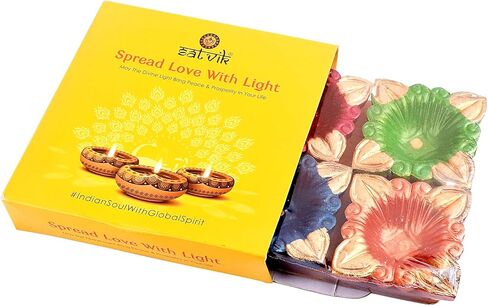 SATVIK 4 قطع مصمم متعدد الألوان من الطين ديا تيراكوتا ديا تقليدي بوجا فيلاككو مصباح زيت طبيعي ميتي ترحيب ديوالي ديبوالي بوجا ديكور هندي لهدايا الانتقال إلى المنزل الجديد in Kuwait