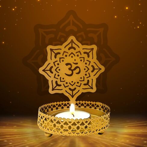 SATVIK OM Shadow Diya for Diwali Decoration Gift Traditional Decorative Statue for Home/Office Religious Tea Light Candle Holder Stand Indian Housewarming Return Gift Items OM Shape in Saudi Arabia