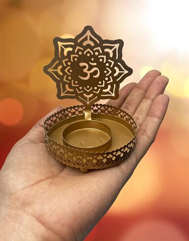 SATVIK OM Shadow Diya for Diwali Decoration Gift Traditional Decorative Statue for Home/Office Religious Tea Light Candle Holder Stand Indian Housewarming Return Gift Items OM Shape in Saudi Arabia