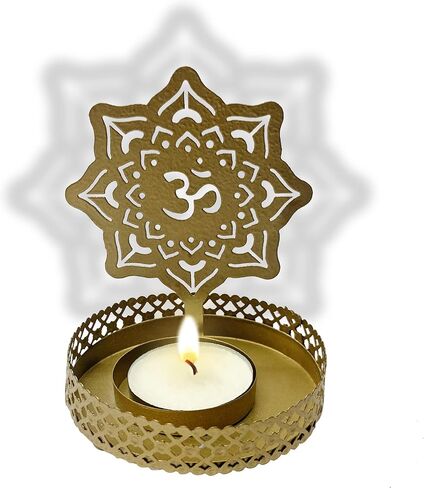 SATVIK OM Shadow Diya for Diwali Decoration Gift Traditional Decorative Statue for Home/Office Religious Tea Light Candle Holder Stand Indian Housewarming Return Gift Items OM Shape in Saudi Arabia