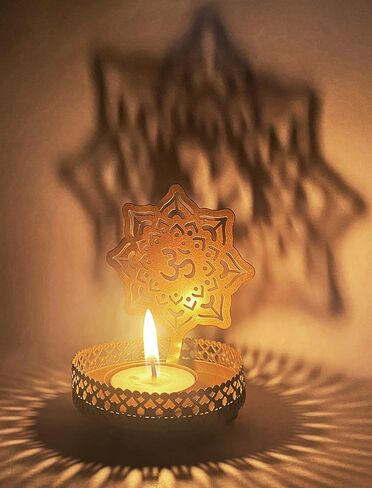 SATVIK OM Shadow Diya for Diwali Decoration Gift Traditional Decorative Statue for Home/Office Religious Tea Light Candle Holder Stand Indian Housewarming Return Gift Items OM Shape in Saudi Arabia
