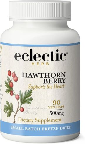 Eclectic Institute Raw Fresh Freeze-Dried Non-GMO Hawthorn Berry | Cardiovascular Support | 90 CT (500 mg) in Saudi Arabia