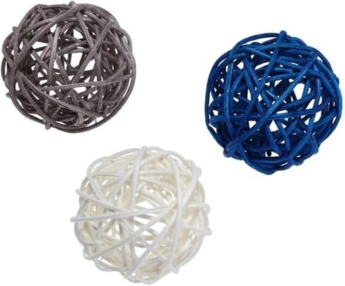 15pcs Vase Filler Rattan Balls Decorative 1.9 Inch Wicker Ball for Halloween Fall Craft, Wedding Party, Potpourri Decoration(White,Blue,Grey) in Kuwait