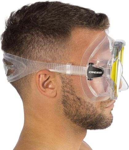 Cressi Perfect View Scuba Diving, Snorkeling Mask in Pure Comfortable Silicone - Available with Different Panoramic Lenses - Liberty: Designed in Italy in Saudi Arabia