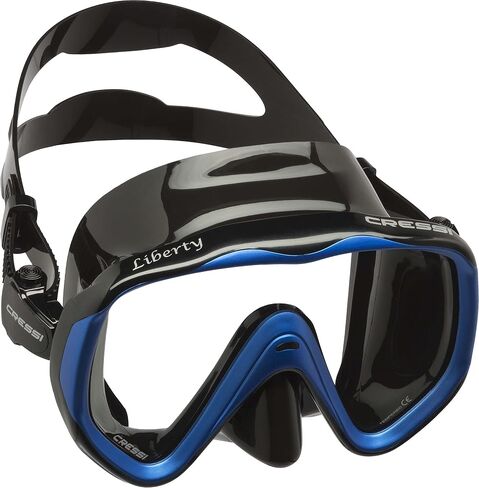 Cressi Perfect View Scuba Diving, Snorkeling Mask in Pure Comfortable Silicone - Available with Different Panoramic Lenses - Liberty: Designed in Italy in Saudi Arabia