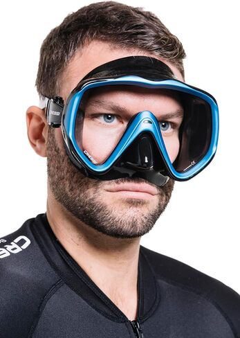 Cressi Perfect View Scuba Diving, Snorkeling Mask in Pure Comfortable Silicone - Available with Different Panoramic Lenses - Liberty: Designed in Italy in Saudi Arabia