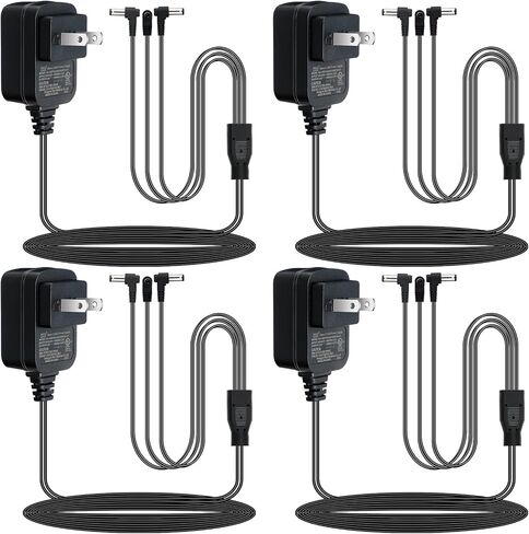 Umigy 4 قطع 4.5 فولت تيار متردد تيار مستمر محول طاقة متوافق مع Lemax 3 مخرج منحني ملحق مضاء للهالوين عيد الميلاد أضواء قرية الهالوين ديكور بناء الإضاءة الصغيرة، أسود in Saudi Arabia