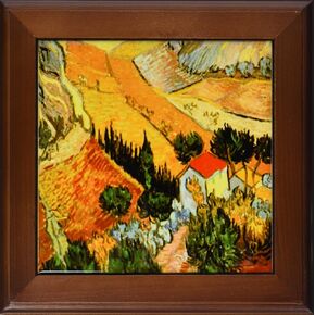 3dRose ft_48156_1 Van Gogh Landscape Framed Tile, 8 by 8"