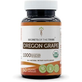 Oregon Grape USDA Organic 120 Capsules | High-Potency Herbal Organic Capsules | Made with Organic Vegetarian Capsules and Organic Oregon Grape (Mahonia aquifolium) Dried Root (120 Capsules)